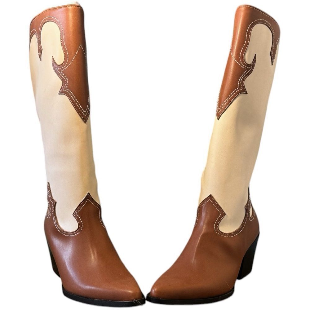 Zodiac Brown/Plaster Western Tall Boots NEW Size 10 - Picture 6 of 13